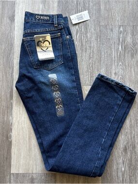 Vintage 90s Y2K XOXO Dark Wash Mid Rise Straight Leg Denim Jeans Size 1/2